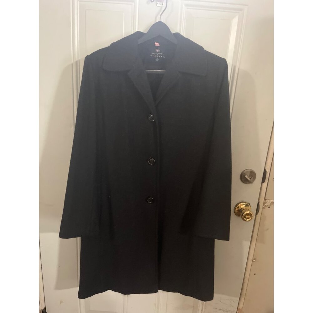 Collection by Gallery black wool button front collared coat size Medium